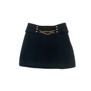 Milly Of New York Women's Black Textured Wool Chain Link Mini Skirt - 2